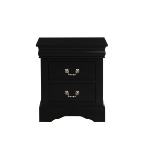 Black Traditional Wooden Nightstand Two <b>Drawers</b> <b>Storage</b> Louis Philippe Style Bedroom Furniture - Product Image 1