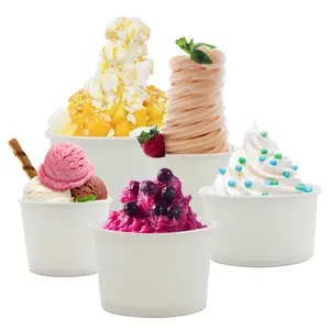 Hersteller umweltfreundlich biologisch abbaubar 10 oz 16 oz einweg-eis für gefrorenen joghurt mini-eiscreme papiertüten