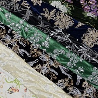 Tissu en velours floral brodé de sequins sur mesure, tissu de luxe en dentelle française pour robes de soirée, tissu de créateur en gros