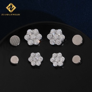 Luxury Sparkling 925 Silver Moissanite Flower Magnetic Stud <b>Earrings</b> Non‑Pierced Clip‑on <b>Earrings</b> Women Fashion Jewelry VVS - Product Image 6