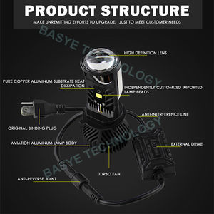 2*pc 120W 30000LM Mini projecteur automobile à lentille H4 LED 9003 HIB2 Ampoules de phare pour voiture et <span class=keywords><strong>moto</strong></span>, double projecteur LED automobile <span class=keywords><strong>moto</strong></span> 12V - Product Image 2