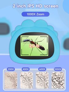 Xách tay kính hiển vi ảnh video Hỗ trợ Mini kính hiển vi trẻ em kính hiển vi kỹ thuật số Túi kính hiển vi 1000X cho Kid - Product Image 2