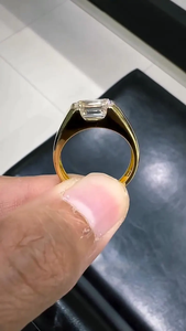 3 CT <b>Mens</b> Emerald Cut Lab Grown Diamond Signet <b>Ring</b> 14K Yellow Gold Statement Band Stylish Fine Jewelry - Product Image 2