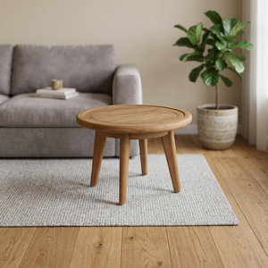 Table d'appoint ronde en teck massif pour l'extérieur, résistante à l'eau, écologique, durable, design moderne, pour jardin et terrasse, capacité de 2 personnes - Product Image 2