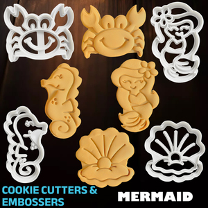 Ensemble de 4 emporte-pièces et emporte-moules sirène en plastique moulé par injection, tampons à <span class=keywords><strong>biscuits</strong></span> et moules à <span class=keywords><strong>biscuits</strong></span> sur le thème de l'océan, tampons à fondant - Product Image 4