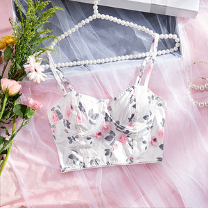 KISS ME ANGEL Ensemble de lingerie deux pièces brodé floral, <span class=keywords><strong>soutien</strong></span>-<span class=keywords><strong>gorge</strong></span> et culotte à décolleté plongeant, respirant, en cuir blanc, confortable et soigné - Product Image 1