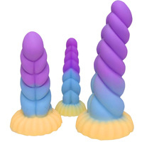 Plug anal professionnel en spirale arc-en-ciel pour adultes matures, modèle à succion côtelée proportionnelle Pro