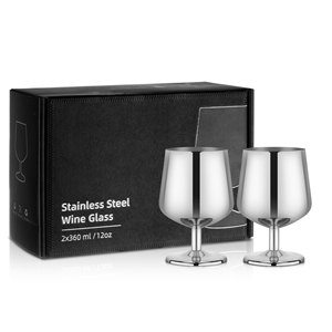 Lot de 2 verres à Cognac 12 oz Brandy Snifter Glass Snifter Glass Whiskey Acier inoxydable 18/10 Cadeau idéal pour les hommes amateurs de vin - Product Image 2