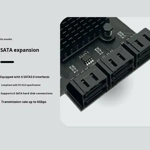 Siyah 6-<span class=keywords><strong>Port</strong></span> için SATA PCIE adaptörü masaüstü sabit disk genişletme kartı Synology NAS dizisi ESXI sürücüsüz stok mevcut - Product Image 4