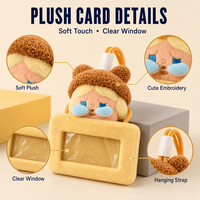 Porte-cartes personnalisé en peluche douce, motif animal de dessin animé, avec fenêtre transparente, étui pour badge d'identification, cadeau d'entreprise, marque privée, vente en gros