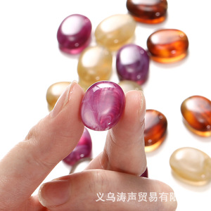 Perles ovales en acrylique imitation pierre pour la fabrication de bracelets, mélange de couleurs aléatoires, vente en gros, perles en vrac, taille 10 mm - Product Image 3