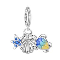 Vente en gros de bijoux pour femmes en argent sterling 925 style océan tortue étoile de mer queue de poisson pendentif breloques avec zircon accessoires fins