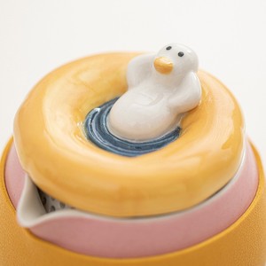 해피 덕 옐로우 세라믹 여행용 티포트와 컵 세트 귀여운 티컵과 포트 세트 어린이 여행 친화적인 티컵 머그 세트 - Product Image 3