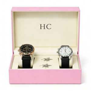 Boîte à montres en quartz, boîte de présentation de bijoux en cuir PU de luxe, coussin en daim pour montre, logo personnalisé en relief pour l'emballage de montres de luxe OEM - Product Image 4