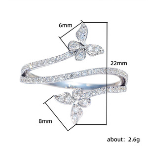 Anello a Tre Strati a Forma di Farfalla, Anello Chiuso per Donne - Product Image 5