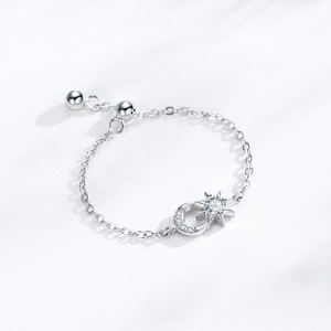 Ailmay Charms 925 Sterling Silver Sun Meet Moon Anillos de cadena ajustables <span class=keywords><strong>para</strong></span> vacaciones y <span class=keywords><strong>citas</strong></span> de mujeres - Product Image 4