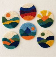 Kit de broderie au poinçon pour sous-verres en fil, fait main, DIY, pour décoration de table créative, en gros