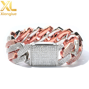 Men's Hip Hop Jewelry 25mm Wide Thick Heavy Bling CZ Iced Out 3 Rows Zircon Rhombus Prong Cuban Link Bracelet - Product Image 3