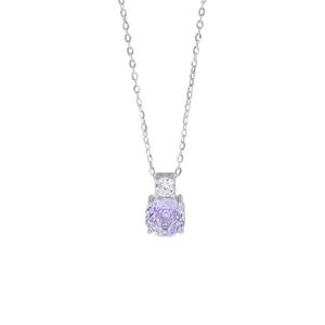 S925 argento puro <span class=keywords><strong>Millennium</strong></span> rosa taglio collana per le donne placcato oro con zircone di lusso fiore viola catena clavicola per regalo - Product Image 6