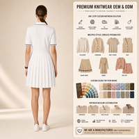 Robe pull d'été plissée à col polo en mélange de rayonne à manches courtes pour femme, marque privée
