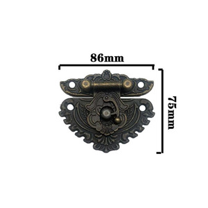 Serrure de meuble vintage en alliage de zinc bronze 86x75mm, fermoir sans clé pour emballage de boîte en bois - Product Image 1