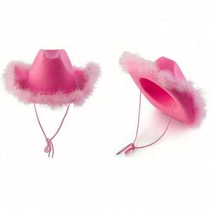 Sombrero de Vaquero de Peluche Rosa de Alta Calidad para Fiesta, Sombrero de Vaquera Rosa, ¡Gran Venta! - Product Image 2