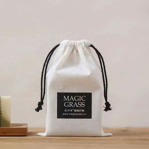 Sac à cordon en coton biologique, pochette d'emballage personnalisée pour bijoux, sac cadeau écologique, sac en tissu de coton naturel en vrac - Product Image 5