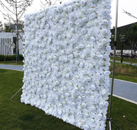 Mur floral artificiel en soie, rose blanc et rose, 3D 5D, 8ft x 8ft, haute simulation, moderne, pour la Fête des Mères et Noël