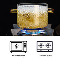 Casserole et faitout modernes en verre borosilicate avec poignées doubles et couvercle en verre, ensemble d'ustensiles de cuisson pour gaz et induction
