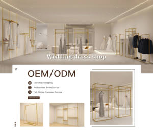 Espositore Moderno Personalizzato per Negozio di Abbigliamento, Elegante Stand in Metallo Dorato per Showroom e Negozi di Abiti da Sposa - Product Image 3