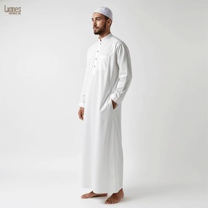 Vêtements islamiques modestes pour hommes en gros, robe à capuche <span class=keywords><strong>marocaine</strong></span> brodée respirante en polyester, Thobe - Product Image 1