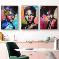 Impression sur toile de portrait de femme, décoration murale pour bureau, maison, art africain abstrait, toile d'art africain multi-filles
