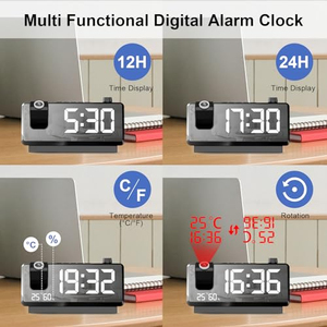 Projector <b>Mirror</b> Digital Desk Clock Reloj Digital Table Alarm Clock With Temperature Date Digital LED Projection Alarm Clock - Product Image 2