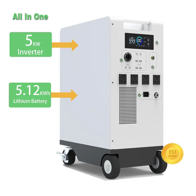 All in One Inverter and Battery 5000W Large Capacity 5120Wh Lifepo4 Battery with Built in 5kw Inverter Energy Storage for Home