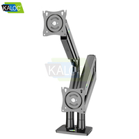 Support de moniteur double à ressort à gaz KALOC, support de bureau réglable, bras de support d'écran LCD, bras pour moniteur