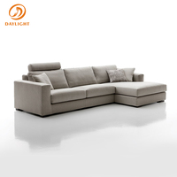 Ensemble de canapés modulaires en forme de L modernes avec tables d'appoint intégrées, meubles de salon rembourrés en tissu mousse haute densité