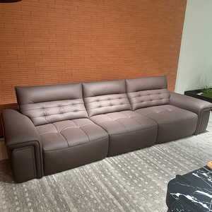 Sofá Eléctrico con Control Remoto, Tres Plazas, Moderno, de Cuero PU, Respaldo Acolchado, Sofá Cama para Sala de Estar con Brazos Acolchados - Product Image 1
