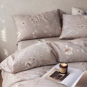 Tencel Linen <b>Printed</b> Pillowcase Four Piece Set Plants And Flowers Summer Bedding Duvet Cover Set - Product Image 5