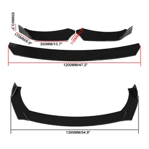 Abs Front Spoiler Zwart Voorbumper Lip Separator Body Kit, Licht Front Body Schop Geschikt Voor Meest Kleine Auto 'S