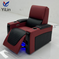 Canapé inclinable classique rouge et noir pour home cinéma, modulaire, VIP, pour cinémas commerciaux, salles multimédias, couleurs personnalisées, revêtement et logo sur mesure