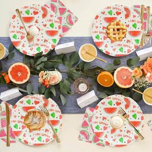 Customizable Modern Tutti Frutti Summer Theme Paper <b>Plates</b> Hot Selling Wedding Decorative Tableware Scalloped Edges Parties - Product Image 3