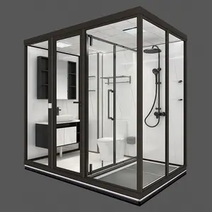 מכירה לוהטת זול טרומי מודולרי מלא מקלחת יחידה יוקרה מלון אסלת זכוכית חלון Rv אמבטיה תרמילי זעיר עבור סין