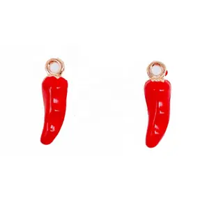 Gold Plated Good Luck Red iItalian Chili Baby Pin Charms Pepper Charms Italian Corno Charms Pendant For DIY Jewelry Making