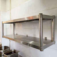 Support mural de cuisine commerciale support de rangement de vaisselle à 2 niveaux en acier inoxydable pour accessoires de coin de cuisine pour hôtels restaurants