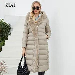 New Winter Women's Coat Women Long Warm Parka Jacket With Rabbit Fur Hood Large Sizes Female Clothing Design Whosale