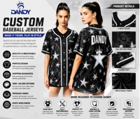 Maillots de baseball personnalisés pour femmes grandes tailles, marque Dandy, imprimés, en tissu Spandex/Polyester respirant, vente en gros
