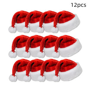 Chapeau de père noël rouge classique blanc fausse fourrure garniture <span class=keywords><strong>pompon</strong></span> chapeau de fête pour le jour de noël cadeau de noël usine bonnets chapeaux - Product Image 5