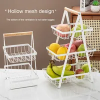 Royaumann Étagère de rangement à trois couches Grilles métalliques multicouches en PP pour la maison, le salon, le stockage de collations de fruits secs ou la corbeille de fruits