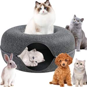 Fabricant de gros Premium chat Tunnel lit feutre matériel intérieur chat Tunnel Peekaboo grotte avec même couleur fermeture éclair détachable - Product Image 4
