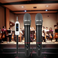 Deux micros UHF à condensateur cardioïde, microphones sans fil portatifs en métal, professionnels pour le chant, l'église, le karaoké, intérieur/extérieur